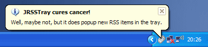 RSS item tray message